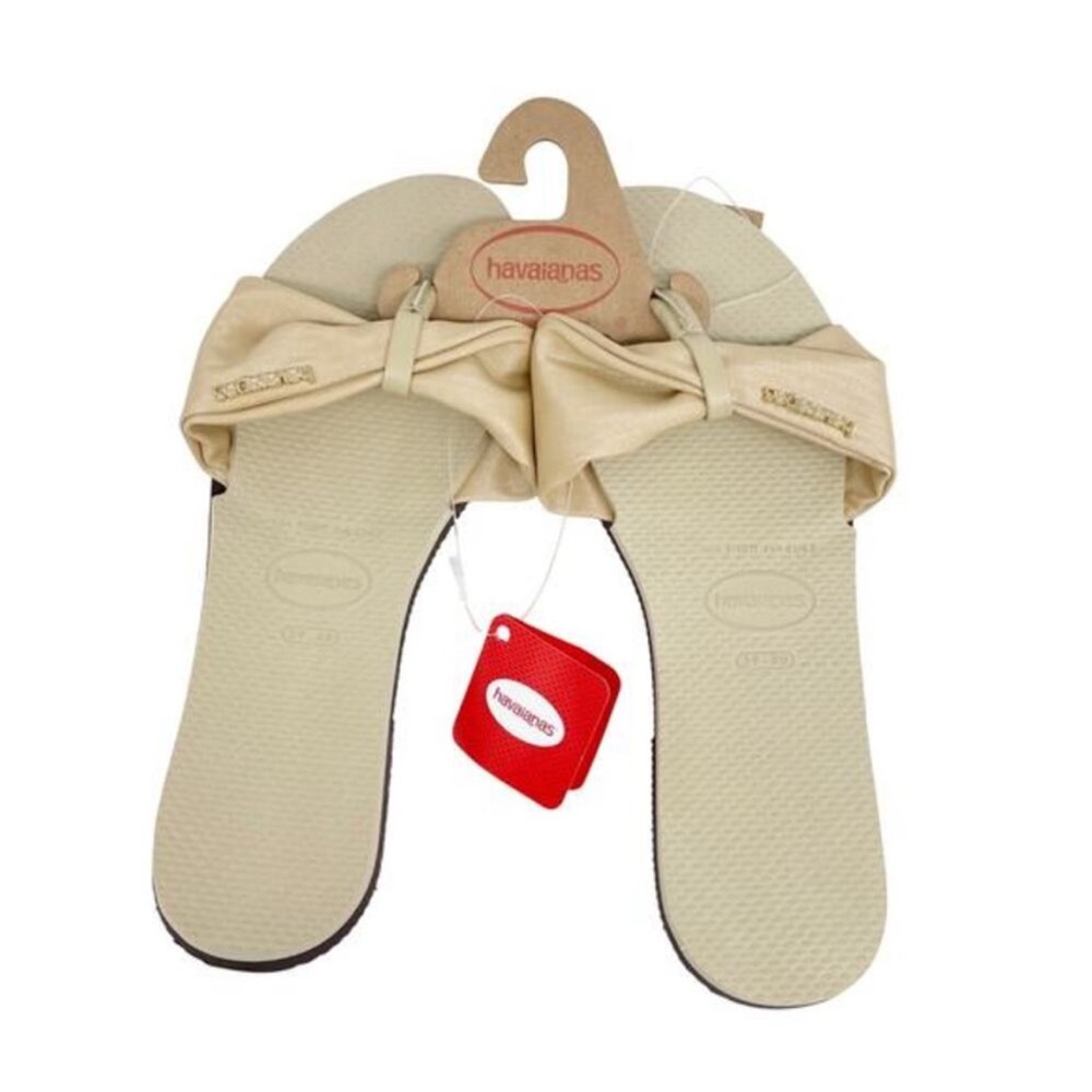 Havaianas Beige Bow Slide Sandals size 9/10